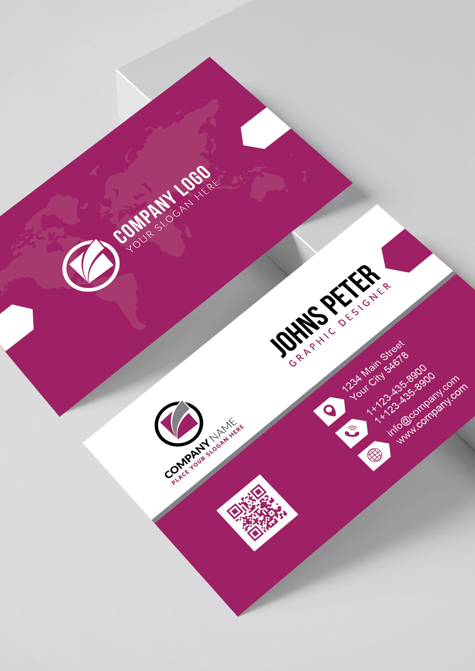 Professional Business Card Template Hot Pink
